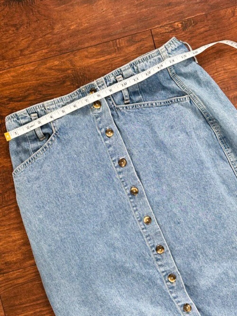 Vintage Gloria Vanderbilt Denim Midi Skirt Button Front Size 16 90s - Picture 9 of 12